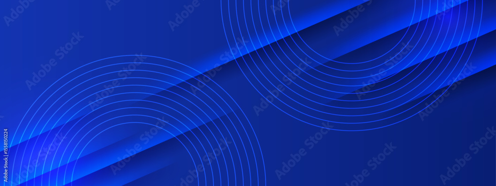 Poster blue abstract concentric circles and diagonal lines. suitable for technology, background, and graphi