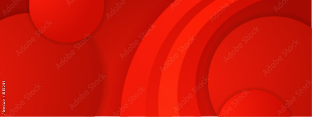Poster red abstract design with overlapping circles and arcs, suitable for backgrounds, graphic design proj