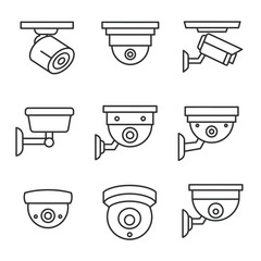 Security camera vector, silhouette, icon set. CCTV vector icon set. Video Surveillance camera, video. CCTV symbol, vector icon set. Vector illustration.