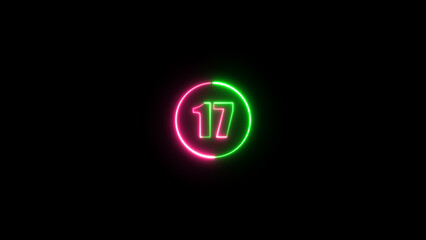 Neon number icon on the black background. Glowing mathematics number. neon number icon.