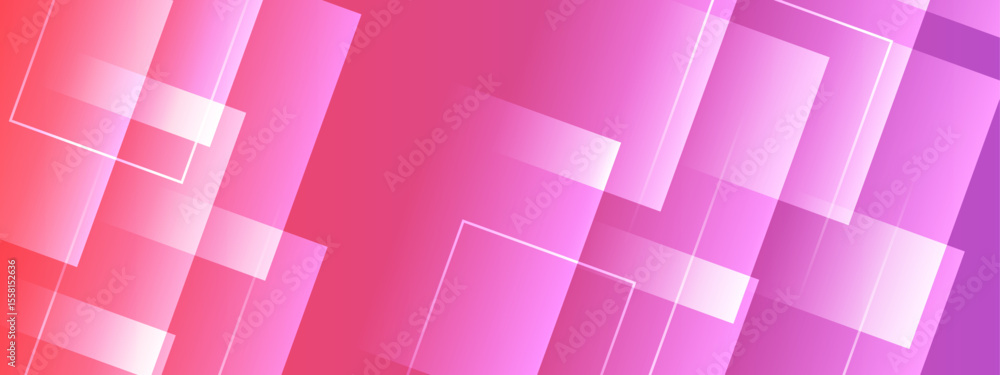 Poster overlapping pink and white squares form an abstract design suitable for background graphics, brandin