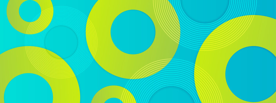 Overlapping teal and lime green circles background great for modern design projects, digital art, abstract patterns, and vibrant prints.