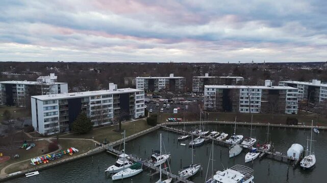 Nautilus Point Apartment Complex In Annapolis, Maryland - Aerial Pullback