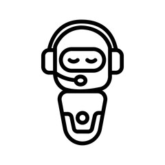 Vector black line icon for Robot