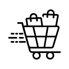 Vector black line icon for Shopping