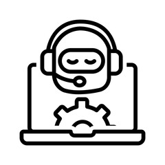 Vector black line icon for Robot
