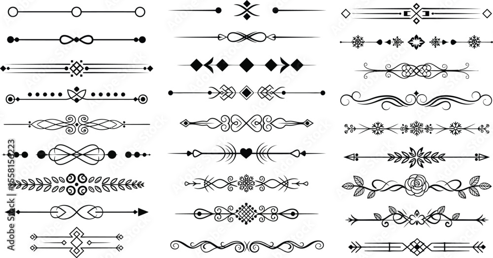 Fototapete decorative dividers vector set for design elements and page decoration text dividers