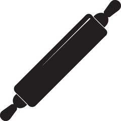 Black silhouette of a rolling pin isolated on white background