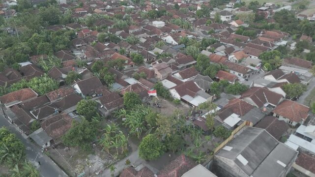 Aerial View of Merti Dusun Parade in Bantul Village