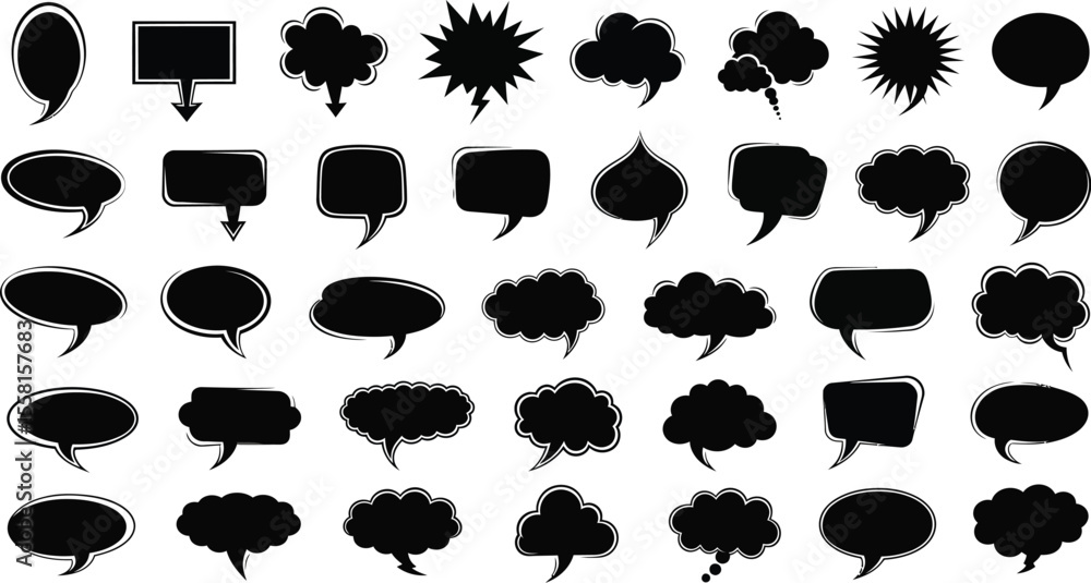 Poster Speech bubble vector set illustration collection of different shapes and styles design vector