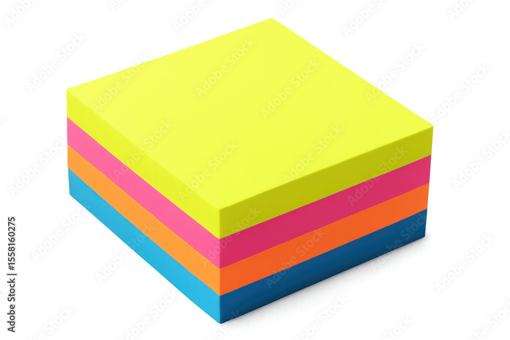 Poster colorful sticky notes forming a neat stack, ready for reminders and quick jottings, isolated on tran