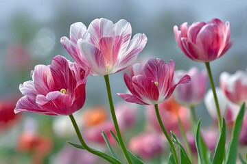 Fototapeta premium Vibrant tulips in a spring garden