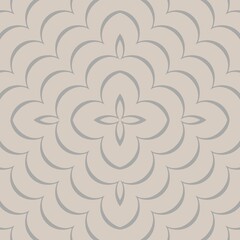A symmetrical, floral-inspired pattern in soft beige tones creates a soothing and elegant effect. The design features repetitive shapes that radiate outward, forming a visually appealing motif.