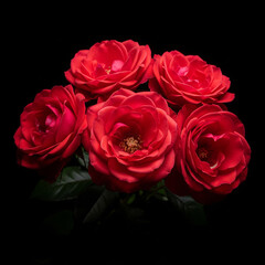 Black background with red rose in the center