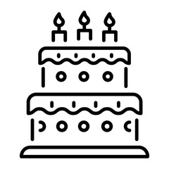 A line style icon showing cake