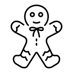A linear style icon representing gingerbread cookie