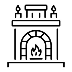 An outline style icon depicting fireplace