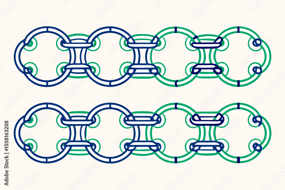 Poster abstract decorative chain pattern design featuring two color variations with a clean and modern aest
