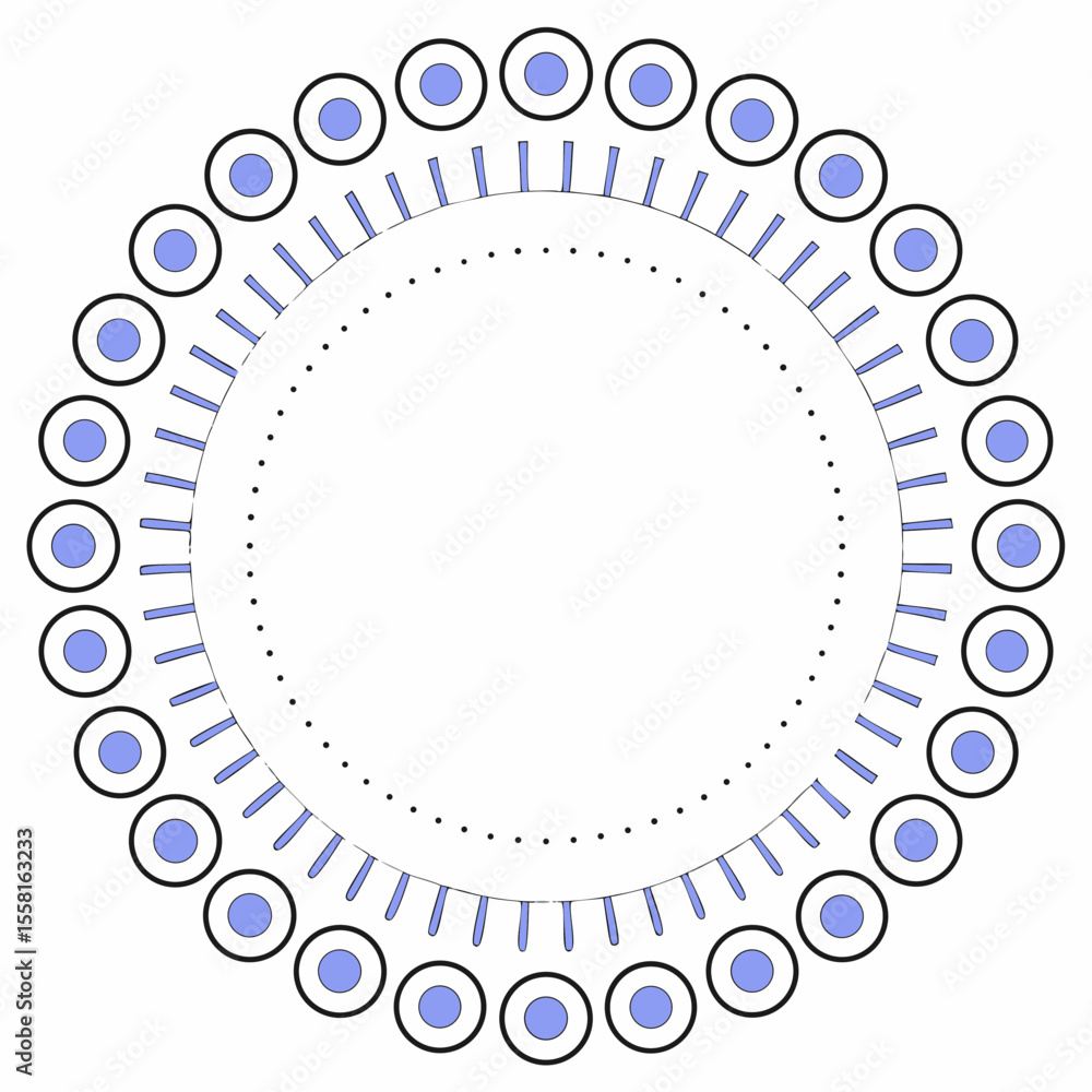 Poster Abstract circular pattern design featuring concentric circles and radial lines on a transparent background
