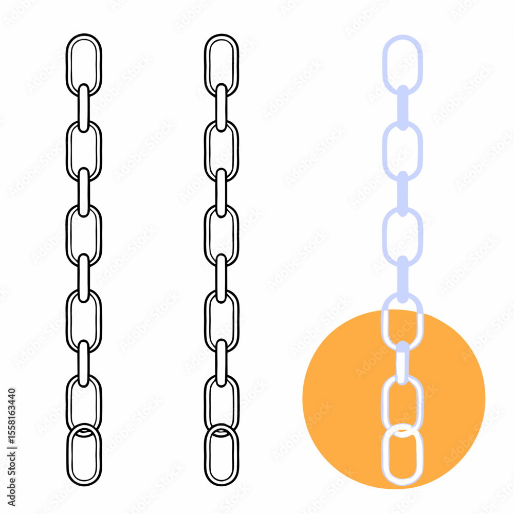 Poster isolated chain illustrations in various styles perfect for design projects with transparent backgrou