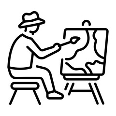 A line style icon showing painting