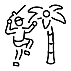 A line style icon showing coconut harvesting