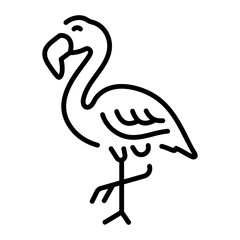 A linear style icon representing flamingo