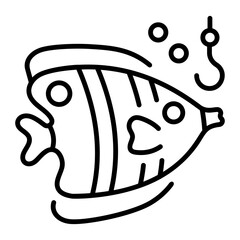 An outline style icon depicting tropical fish