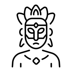 An outline style icon depicting tribal mask
