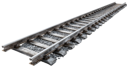 Ultra-Realistic Railway Track with Metal Texture on Transparent Background