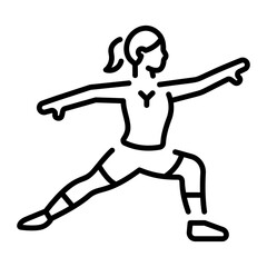An outline style icon depicting yoga