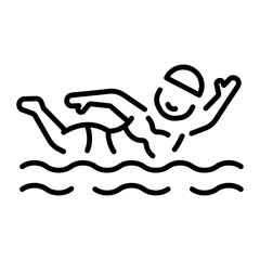 A linear style icon representing swimming