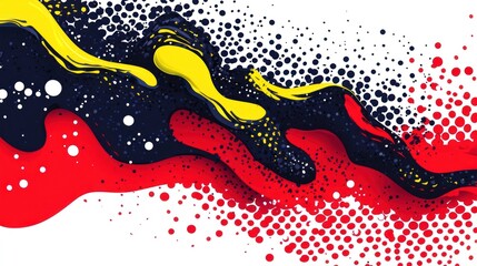 Abstract Fluid Art: Dynamic Composition of Bold Colors and Shapes