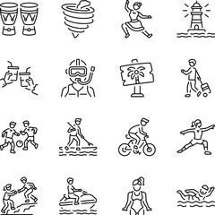 Set of Outdoor Adventure Line Icons 
