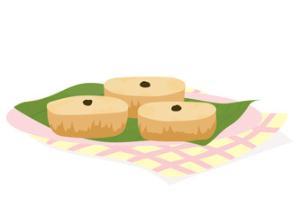 Kue Lumpur with Dry Raisin on Plate Illustration Isolated on White Background