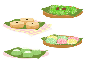 Set of popular indonesian local snack food, list of traditional snacks indonesia