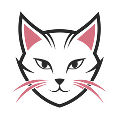 Fototapeta premium cat head logo minimal whiskers detail white ba