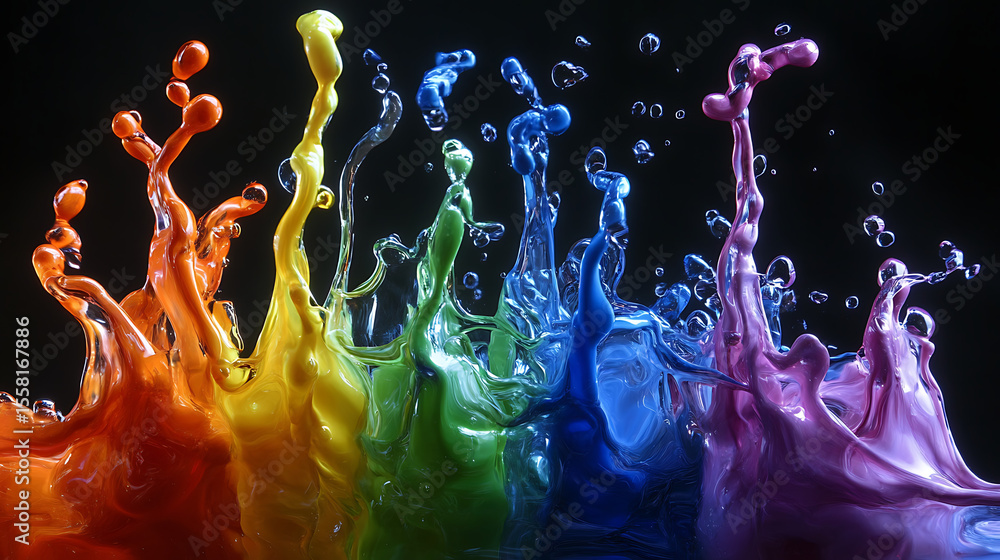 Aufkleber a colorful wave of light is displayed on a black background. the colors are vibrant and the wave app