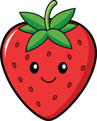 Obraz premium Cute cartoon strawberry character with a happy face isolated on white background