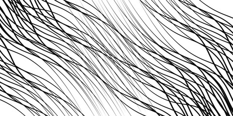 hand draw Curve wave seamless pattern. Thin line wavy abstract vector background. Curve wave seamless pattern. Line art striped graphic modern