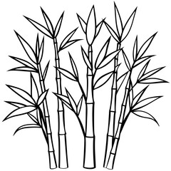 Fototapeta premium Abstract Bamboo Stalks Linear Art Vector