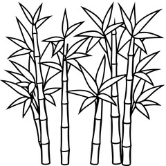 Abstract Bamboo Stalks Linear Art Vector