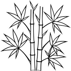 Abstract Bamboo Stalks Linear Art Vector