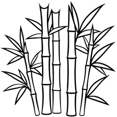 Abstract Bamboo Stalks Linear Art Vector