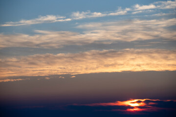 colorful dramatic sky with cloud at sunset