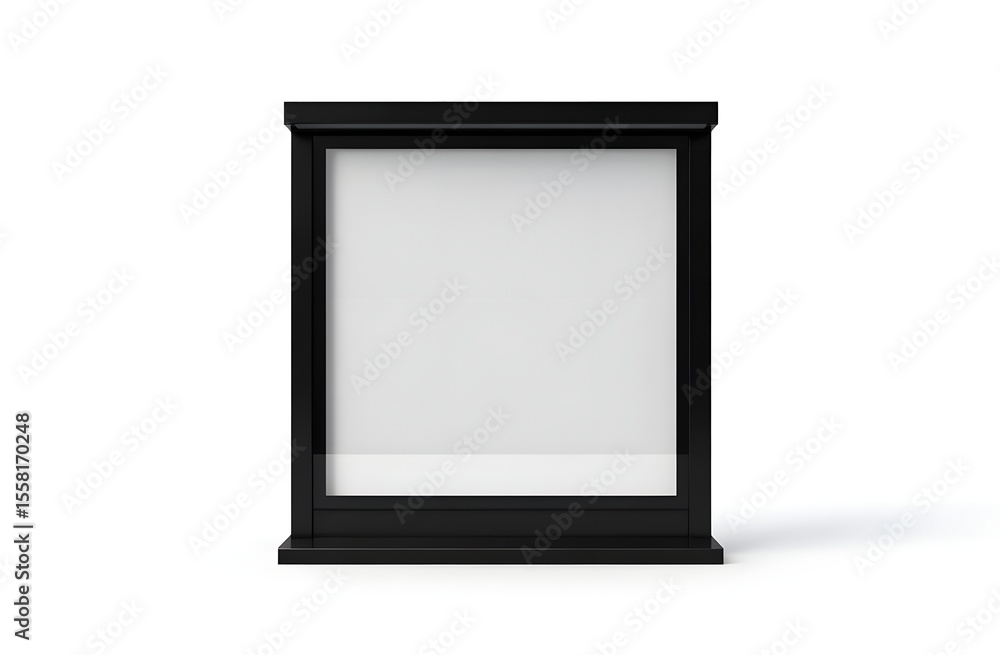 Poster this mock-up illustrates an empty black pylon display. the display stands in front of the viewer and
