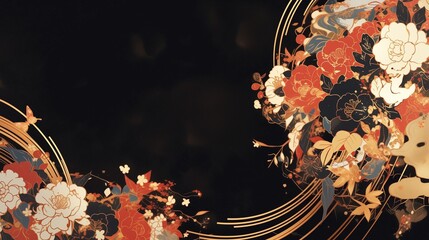 優雅な花束の和柄背景