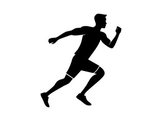 Flat vector silhouette person routine run and marathon for health