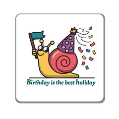 A greeting card with a funny animal, a clipart for a birthday party. 