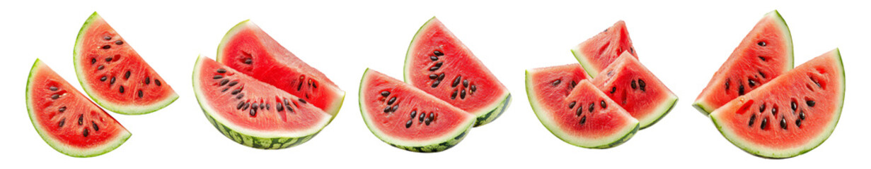 Fresh Watermelon Slices on White Background for Fruit Lovers, Isolated on Transparent, white background